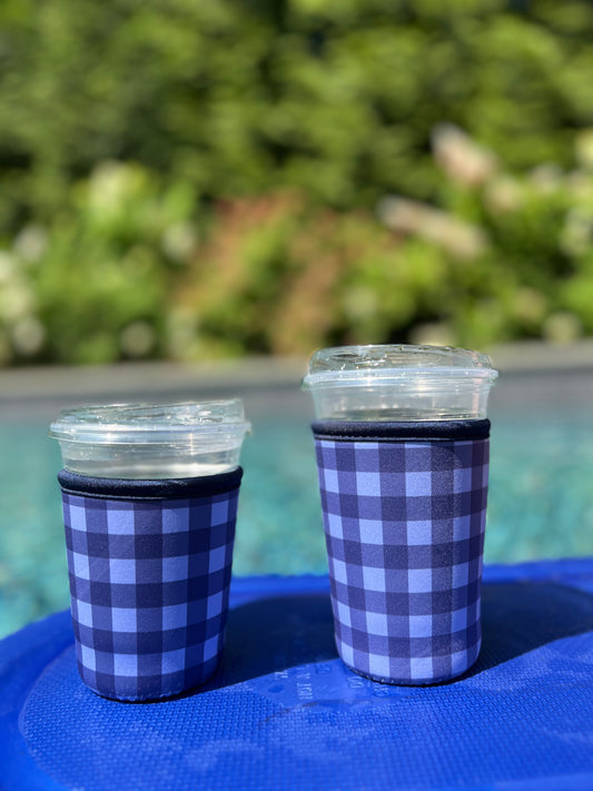 Blue Gingham Cup Sleeve